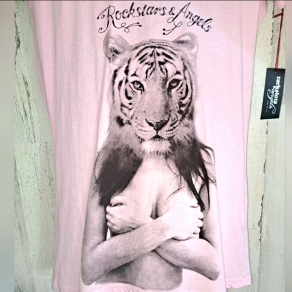 NWT Rockstars and Angels Tshirt Tiger in Rose - Picture 2 of 8